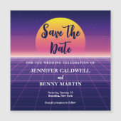 Retro 80er Neon Lila Save the Date Magnet Card (Vorderseite)