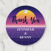 Retro 80er Neon Lila Synthwave Sunset Vielen Dank Geschenkanhänger (Vorderseite)