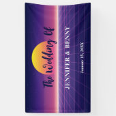 Retro 80er Neon Lila Synthwave Sunset Wedding Banner (Vertikal)