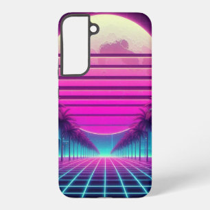 Retro, 80er Neon Mond/Palmen Samsung Galaxy Hülle