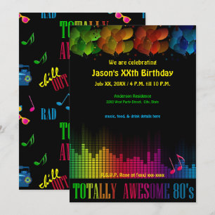 Retro 80er Neon-Party-Einladung Einladung