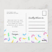 Retro 80er Neon Pastel Abschluss 3 Foto Postkarte (Rückseite)