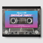 Retro 80er Neon Pink Blue Mixtape Kassette Party G Gästebuch (Rückseite)