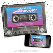 Retro 80er Neon Pink Blue Mixtape Kassette Party i Einladung