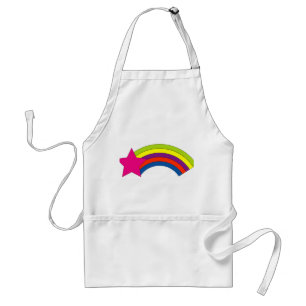 Retro-80er-Neon-Pink-Sternschnuppe-Regenbogen-Graf Schürze