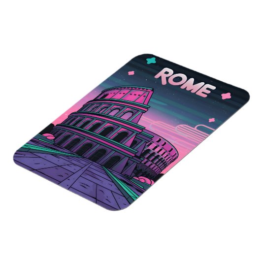 Retro 80er Neon Synthwave Colosseum Rome Magnet (Linke Seite)