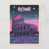 Retro 80er Neon Synthwave Colosseum Rome Postkarte (Vorderseite)