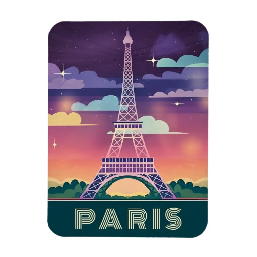 Retro 80er Neon Synthwave Eiffel Tower Paris Frank Magnet (Vertikal)