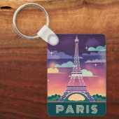 Retro 80er Neon Synthwave Eiffel Tower Paris Frank Schlüsselanhänger (Vorderseite)