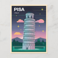 Retro 80er Neon Synthwave Leaning Tower Pisa Itali