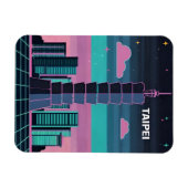 Retro 80er Neon Synthwave Taipei 101 Taiwan Magnet (Horizontal)