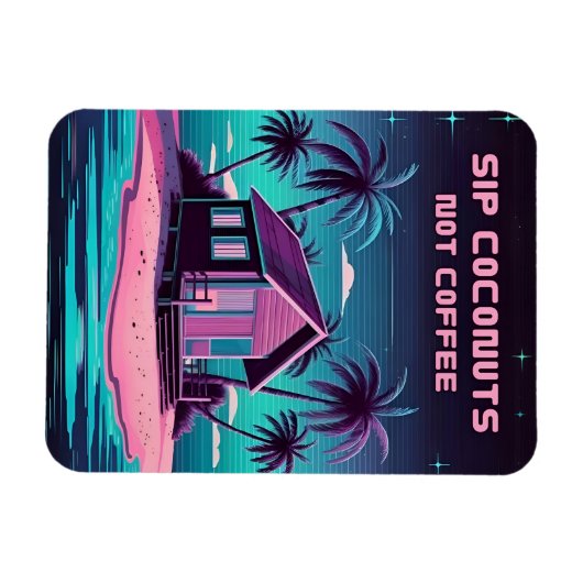 Retro 80er Neon Synthwave Tropical Island Summer Magnet (Horizontal)