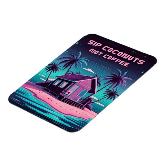 Retro 80er Neon Synthwave Tropical Island Summer Magnet (Linke Seite)