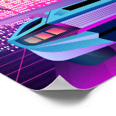 Retro 80er Neon Vaporwave City Sunset and Car Poster (Ecke)