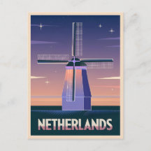 Retro 80er Neon Vaporwave Niederlande Windmill Pos