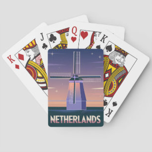 Retro 80er Neon Vaporwave Niederlande Windmill Spielkarten