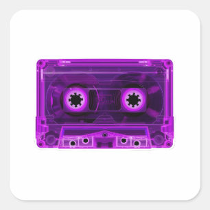 Retro 80er Neon Violette Transparente Kassette Di Quadratischer Aufkleber
