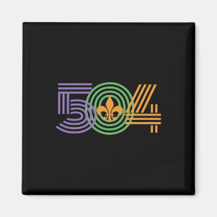 Retro 80er New Orleans 504 Mardi Gras 2025 Magnet