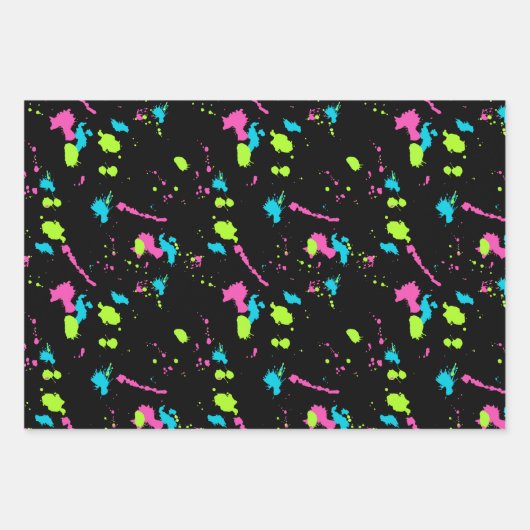 Retro 80er Paint Spritzer Streifen Graffiti Doodle Geschenkpapier Set (Vorderseite 2)