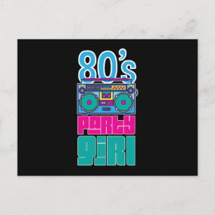 Retro 80er Party Girl Phantastische Frauen farbenf Feiertagspostkarte