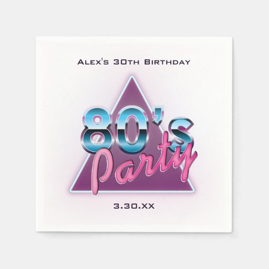 Retro 80er Party Napkins Serviette (Vorderseite)