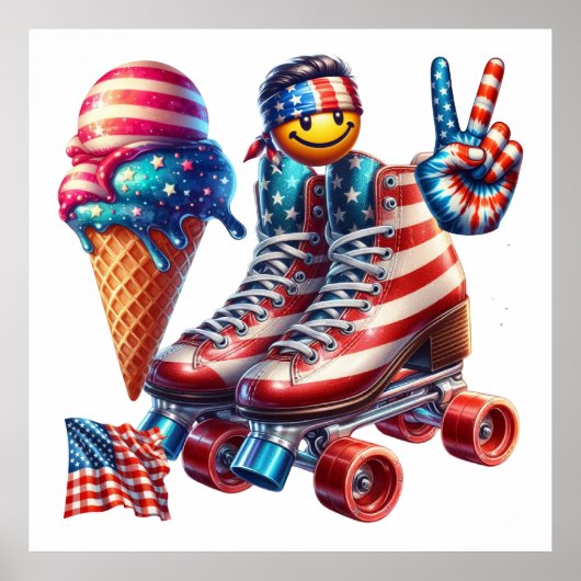 Retro-80er-Patriot-Flagge Poster (Vorne)