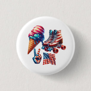 Retro-80er-Patriotenflagge Button
