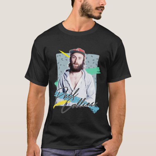 Retro 80er Phil Collins ästhetische Fan Art Design T-Shirt (Vorderseite)