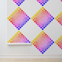 Retro 80er Pixel Glass Cube Checkerboard Square Tapete