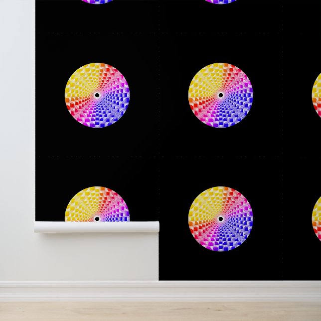 Retro 80er Pixel Glass Pyramid Checkerboard Tapete (Anwendung)