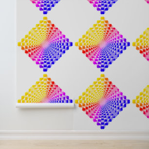 Retro 80er Pixelart Glaspyramide Schachbrett  Tapete