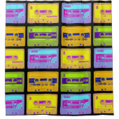 Retro 80er Pop Art Kassetten Duschvorhang (Vorderseite)