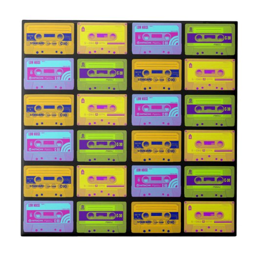 Retro 80er Pop Art Kassetten Fliese (Vorderseite)