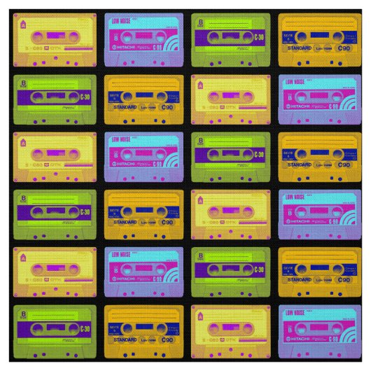 Retro 80er Pop Art Kassetten Stoff (Muster)