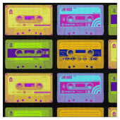 Retro 80er Pop Art Kassetten Stoff (Nahaufnahme)