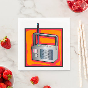 Retro 80er Pop Art Radio Lebendiges Vintage Serviette