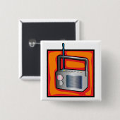 Retro 80er Pop Art Radio Vibrant Vintage Button (Vorne & Hinten)