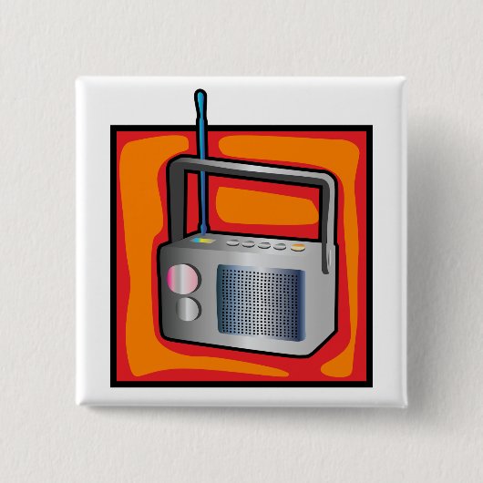 Retro 80er Pop Art Radio Vibrant Vintage Button (Vorderseite)