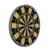 Retro 80er Pop Gelb, Rosa, Grün Dartscheibe (Vorderseite Links)