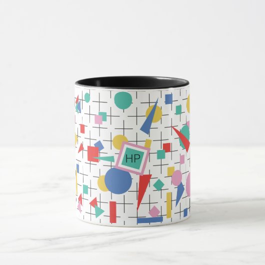Retro-80er-Pop-Kunstgeometrie Tasse (Zentrum)