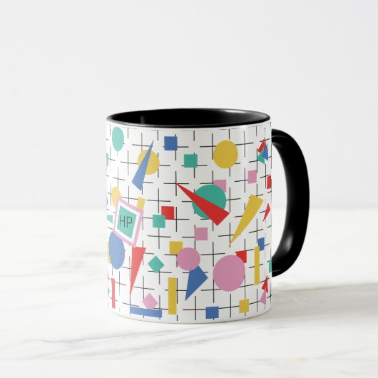 Retro-80er-Pop-Kunstgeometrie Tasse (VorderseiteRechts)