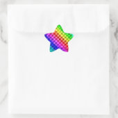 Retro 80er Punk Regenbogenmuster Karo Stern-Aufkleber (Tasche)