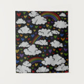 Retro 80er Rainbow Hearts Wandteppich (Vorderseite)