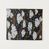 Retro 80er Rainbow Hearts Wandteppich (Vorderseite (Horizontal))