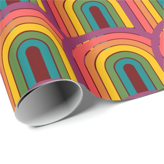 Retro 80er Rainbow Maroon Geschenkpapier (Rolleneckpunkt)