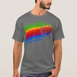 Retro 80er Rainbow Miskatonic University and Symbo T-Shirt