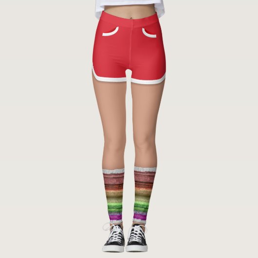 Retro 80er Red Sport Shorts Leg Warmers Leggings (Vorderseite)
