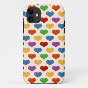 Retro-80er-Regenbogen-girly-kawaii-süße-Herzen-Mus iPhone 11 Hülle