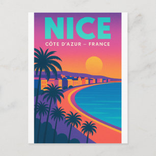 Retro 80er Reise - Nizza Französische Riviera Postkarte