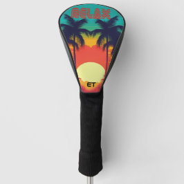 Retro 80er 'RELAX' Tropical Sunset Golf Head Cover Headcover